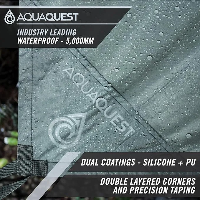 AquaQuest Guide Camping Tarp - Ultralight Tent Cover or Rain Fly - Waterproof Camping Gear Must Haves for Hiking, Hammock, Bivy & Survival, 20 x 13 ft, Stealth Gray