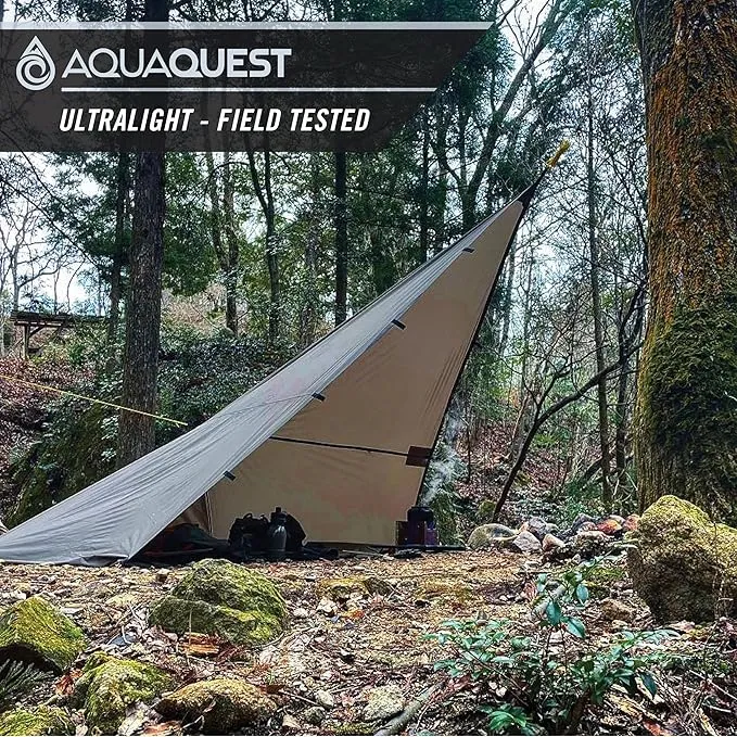 AquaQuest Guide Camping Tarp - Ultralight Tent Cover or Rain Fly - Waterproof Camping Gear Must Haves for Hiking, Hammock, Bivy & Survival, 20 x 13 ft, Stealth Gray