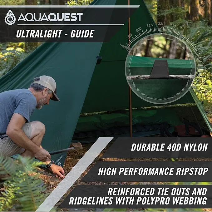 AquaQuest Guide Camping Tarp - Ultralight Tent Cover or Rain Fly - Waterproof Camping Gear Must Haves for Hiking, Hammock, Bivy & Survival, 20 x 13 ft, Stealth Gray