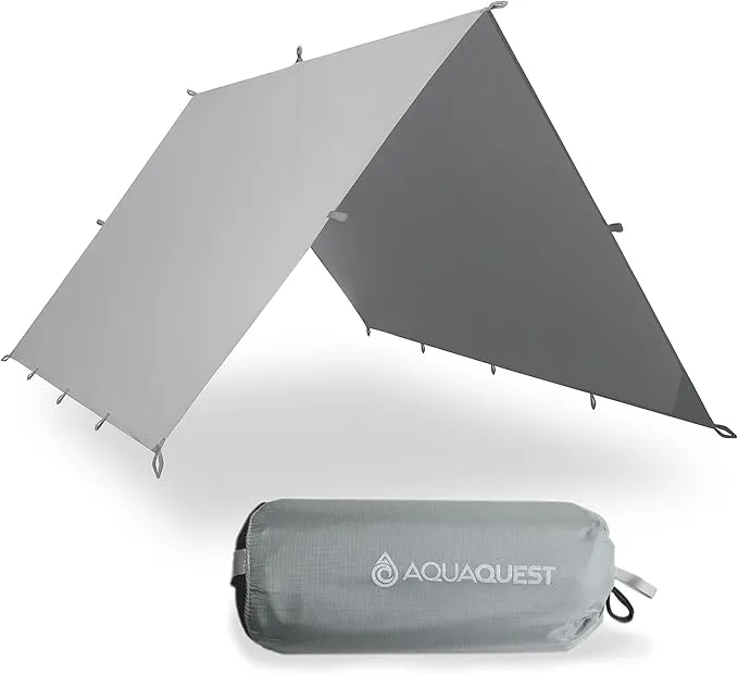 AquaQuest Guide Camping Tarp - Ultralight Tent Cover or Rain Fly - Waterproof Camping Gear Must Haves for Hiking, Hammock, Bivy & Survival, 20 x 13 ft, Stealth Gray