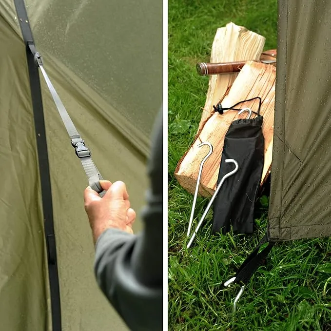AquaQuest Safari Camping Tarp - Lightweight Durable Rain Fly - Waterproof Camping Essentials for Hiking, Backpacking & Hammock, 10 x 10 ft, Olive Drab Kit