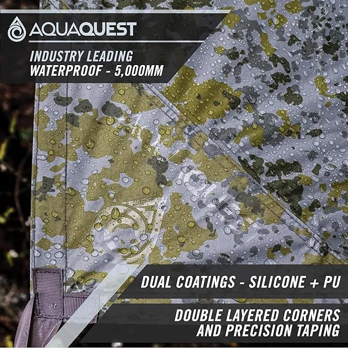AquaQuest Safari Camping Tarp - Lightweight Durable Rain Fly - Waterproof Camping Essentials for Hiking, Backpacking & Hammock, 10 x 7 ft, Boulder Camo