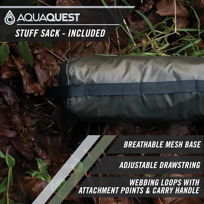 AquaQuest Safari Camping Tarp - Lightweight Durable Rain Fly - Waterproof Camping Essentials for Hiking, Backpacking & Hammock, 10 x 7 ft, Olive Drab