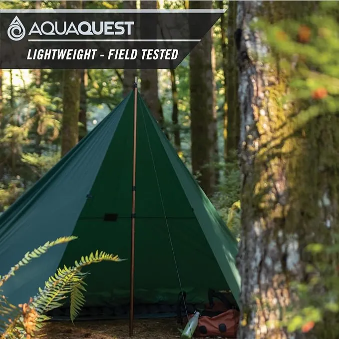 AquaQuest Safari Camping Tarp - Lightweight Durable Rain Fly - Waterproof Camping Essentials for Hiking, Backpacking & Hammock, 20 x 13 ft, Forester Green