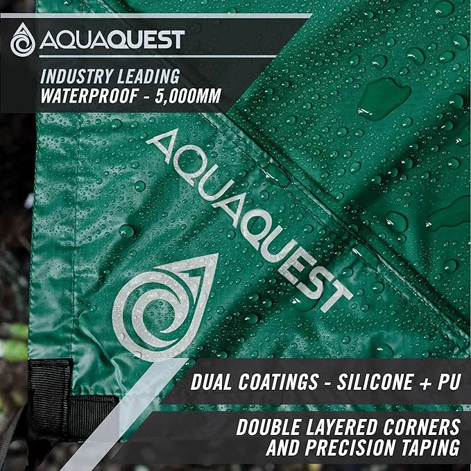 AquaQuest Safari Camping Tarp - Lightweight Durable Rain Fly - Waterproof Camping Essentials for Hiking, Backpacking & Hammock, 20 x 13 ft, Forester Green