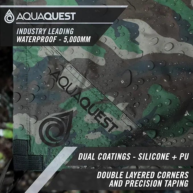 AquaQuest Safari Camping Tarp - Lightweight Durable Rain Fly - Waterproof Camping Essentials for Hiking, Backpacking & Hammock, 20 x 13 ft, Woodland Camo