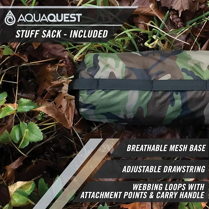 AquaQuest Safari Camping Tarp - Lightweight Durable Rain Fly - Waterproof Camping Essentials for Hiking, Backpacking & Hammock, 20 x 13 ft, Woodland Camo
