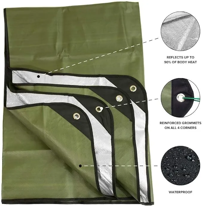 Arcturus Heavy Duty Survival Blanket – Insulated Thermal Reflective Tarp - 60" x 82". All-Weather, Reusable Emergency Blanket for Car or Camping (Olive Green)