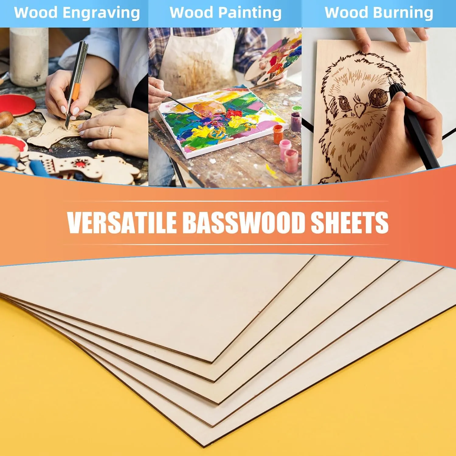 AWIZOM 12 Pack Basswood Sheets for Crafts-18 x 24 x 1/8 Inch- 3mm Thick Plywood Sheets with Smooth Surfaces Unfinished Wood Boards for Laser Cutting, Wood Burning, Architectural Models, Staining