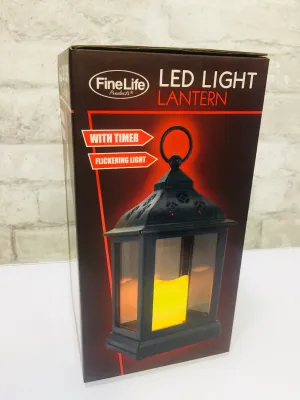Battery Operated LED Lantern With Timer! Flickers Like A Real Candle!