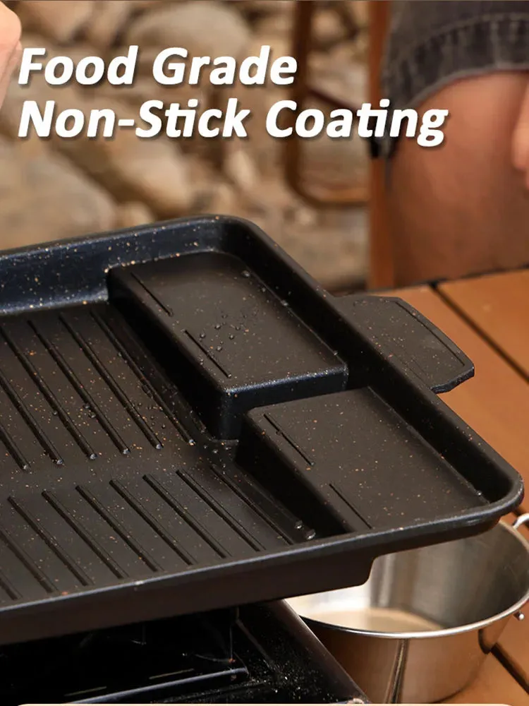 BBQ Grill Pan Plate 32 X 26cm Portable Non-Stick Coating Butane Gas Stove Cooker Plate Rectangle Korean-style Barbecue Plate