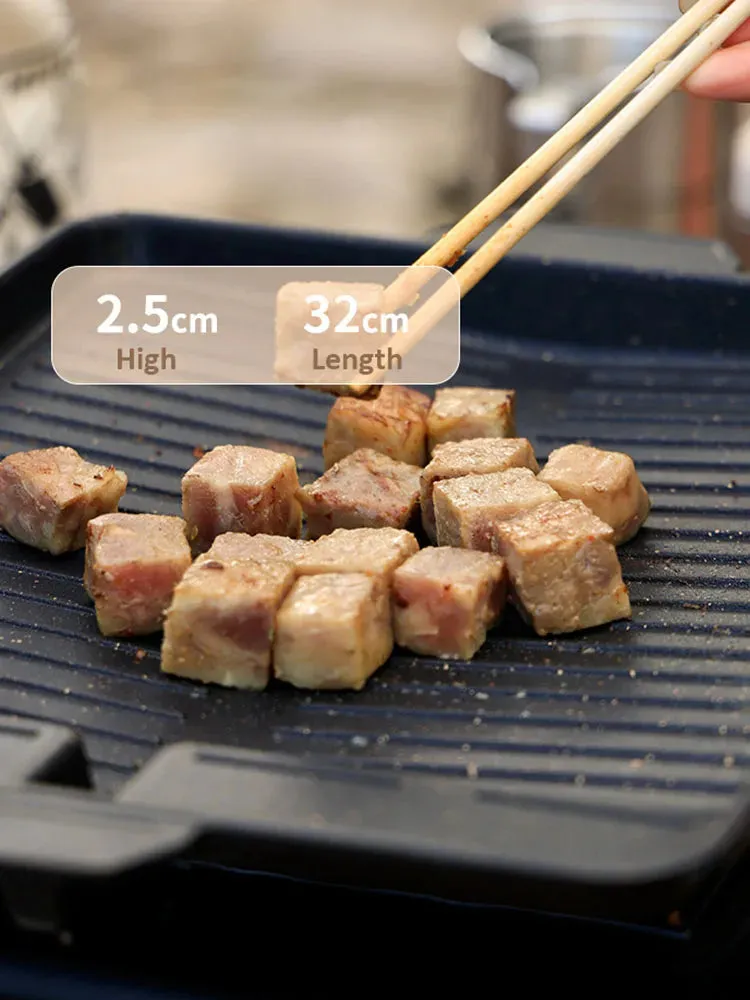 BBQ Grill Pan Plate 32 X 26cm Portable Non-Stick Coating Butane Gas Stove Cooker Plate Rectangle Korean-style Barbecue Plate