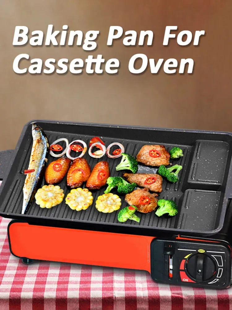 BBQ Grill Pan Plate 32 X 26cm Portable Non-Stick Coating Butane Gas Stove Cooker Plate Rectangle Korean-style Barbecue Plate