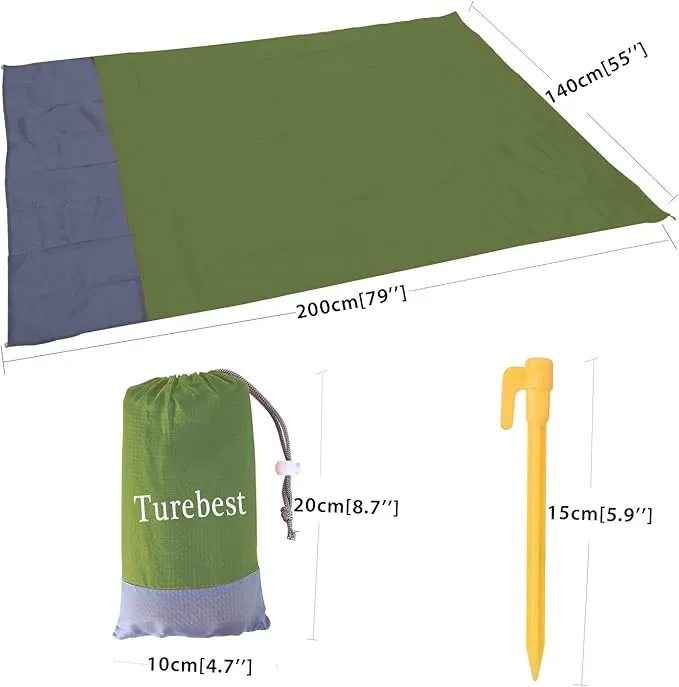 Beach Blanket 79 * 55inch, Compact Sand Proof and Waterproof Picnic Blanket, with Portable Storage Bag, Great for Outdoor Travel Camping Hiking Festival Park Sports