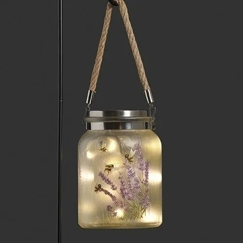 Bee  Solar Hanging Glass Jar Lantern with 30" Stake