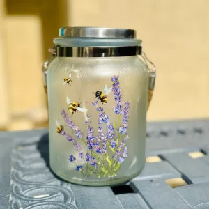 Bee  Solar Hanging Glass Jar Lantern with 30" Stake