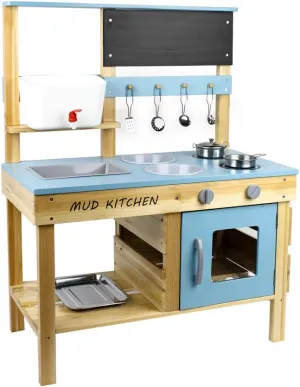 Beipoo Mud Kitchen for Kids, Outdoor Kitchen Playset, Wooden Kitchen Toy Playset with Accessories, Toddler Deluxe Mud Kitchen for Backyard Garden