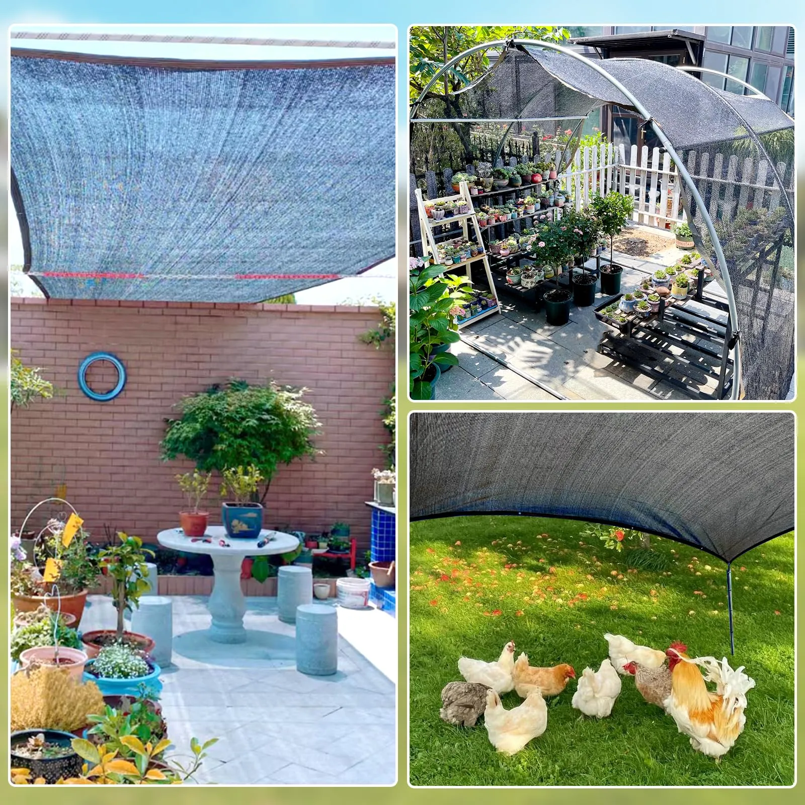 BELLEBILL 50% Shade Cloth, 6.5x16.5FT Sun Shade Cover Net Mesh Tarp with Grommets for Greenhouse, Plant, Garden, Patio, Pergola, Sun Shade Canopy Black