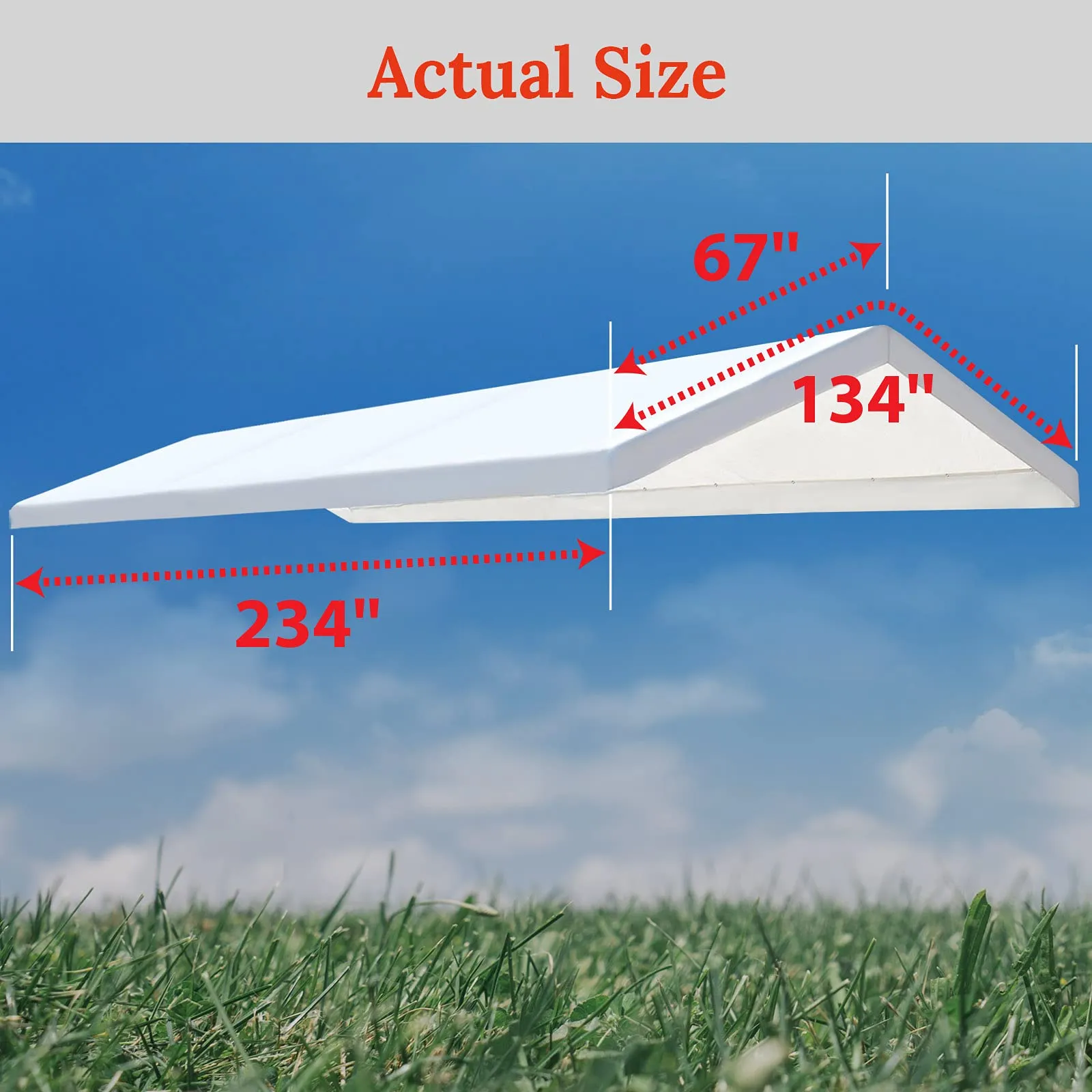 BenefitUSA 10x20' Waterproof Upgraded Carport Replacement Canopy Only Garage Top Cover Tent Shelter Tarp with Ball Bungee Cords,Frame is not Included