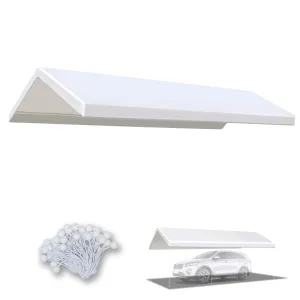 BenefitUSA 10x20' Waterproof Upgraded Carport Replacement Canopy Only Garage Top Cover Tent Shelter Tarp with Ball Bungee Cords,Frame is not Included