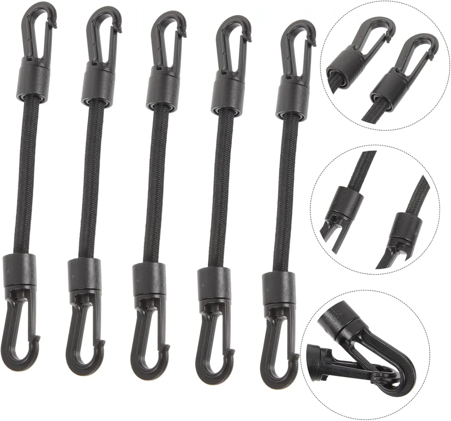 BESPORTBLE 25 Pcs Elastic String Hook Camping Bungee Cords Cord with Hook Bungee Tie Downs Kayak Hook Strap Bungee Rope Mini Bungee Cords Tarp Hooks Daily Use Tie Down Strap Deck Pom Portable