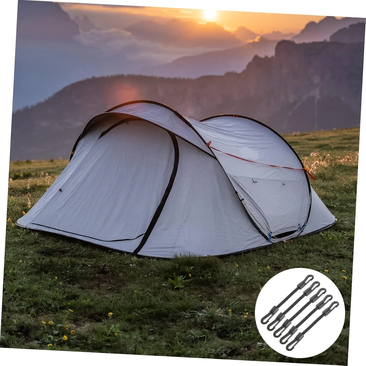 BESPORTBLE 25 Pcs Elastic String Hook Camping Bungee Cords Cord with Hook Bungee Tie Downs Kayak Hook Strap Bungee Rope Mini Bungee Cords Tarp Hooks Daily Use Tie Down Strap Deck Pom Portable