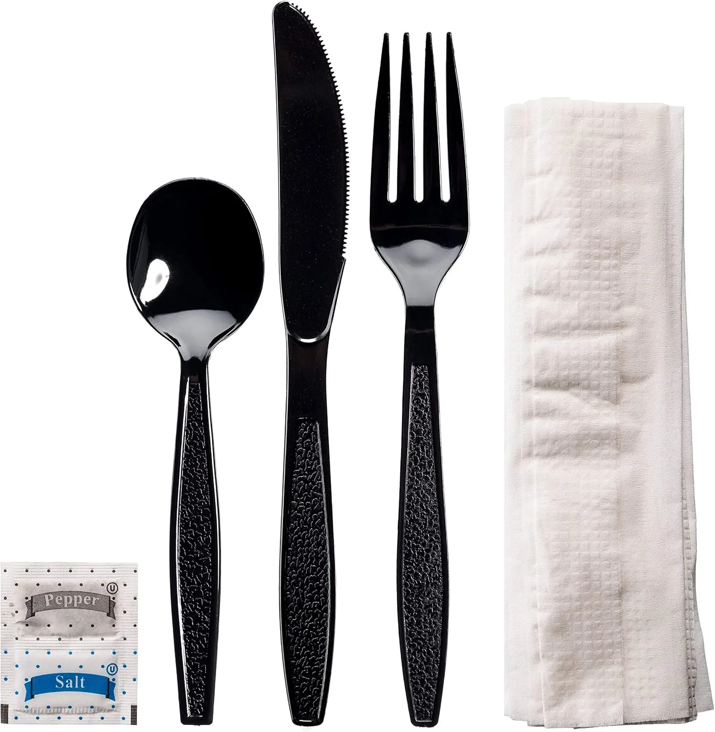 Biodegradable EcoPure 6-in-1 Heavyweight Cutlery/Utensil Packs - 500 Packs - Contains: Fork, Knife, Spoon, Napkin, Salt, Pepper - Individually Wrapped - Earth-Friendly, Heavy Duty