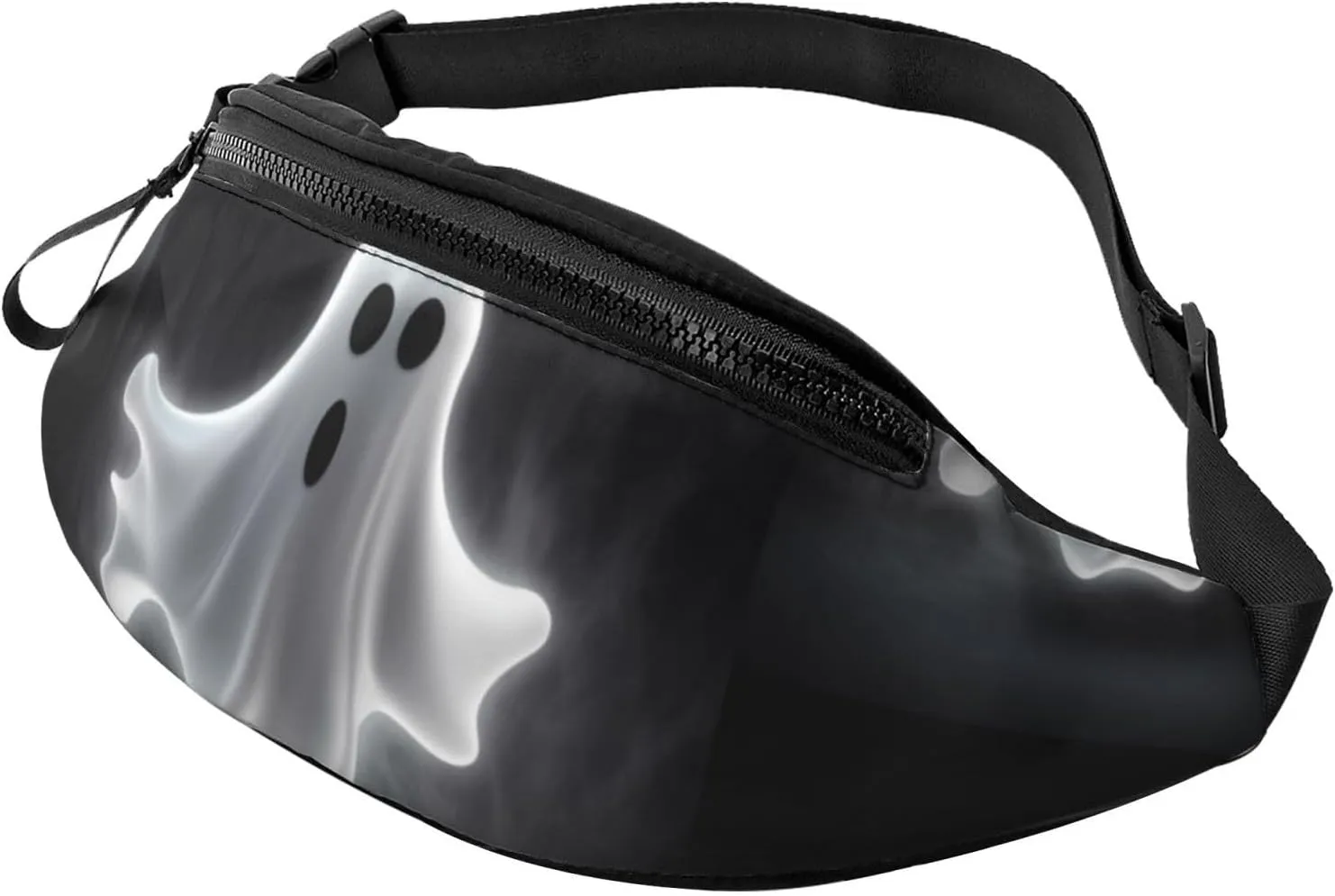 Black and Halloween Ghost Fanny Pack for Man Women Waist Bag Adjustable Belt Casual Chest Bag Bum Bags for Travel Sports Running Hiking Waist Packs