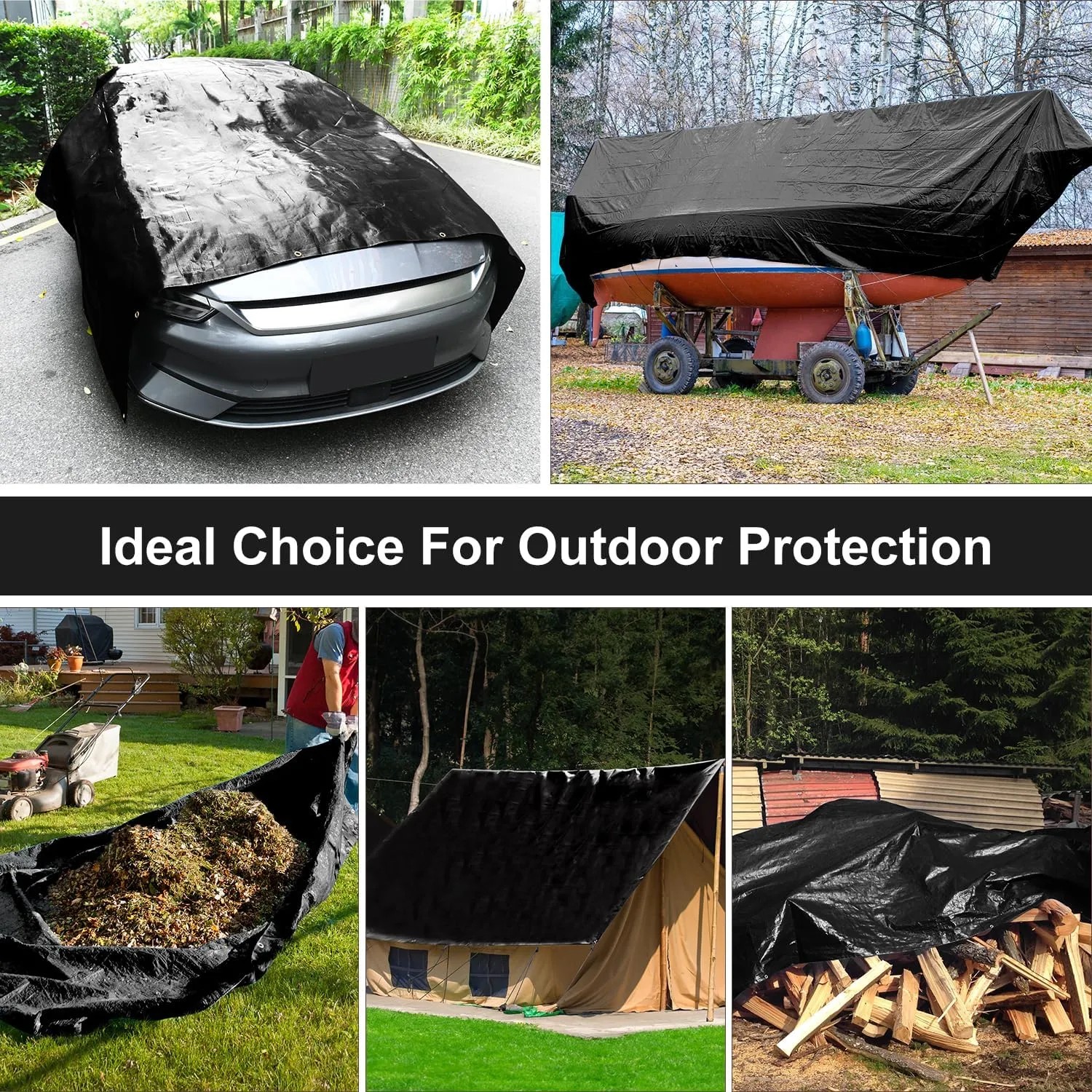 Black Tarp 10x20FT, 8 Mil Large Tarp, Waterproof Tarps Heavy Duty with Grommets Every 23.6", Thick Plastic Tarp, UV Resistant Tear&Fade Resistant, Reinforced Edges for Outdoor Pool Camp Tent