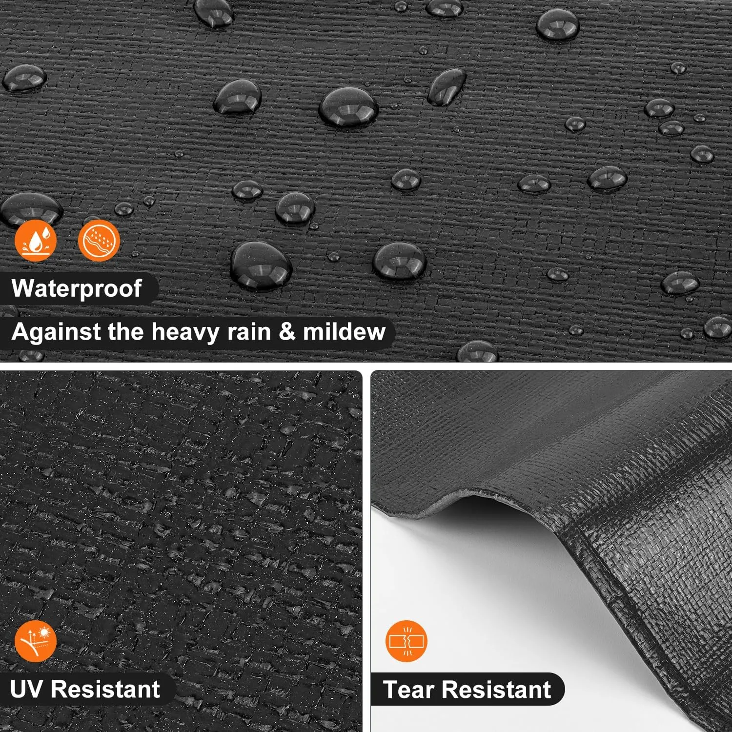 Black Tarp 10x20FT, 8 Mil Large Tarp, Waterproof Tarps Heavy Duty with Grommets Every 23.6", Thick Plastic Tarp, UV Resistant Tear&Fade Resistant, Reinforced Edges for Outdoor Pool Camp Tent