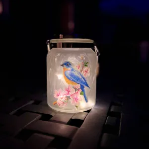Bluebird Solar Hanging Glass Jar Lantern with 30" Stake