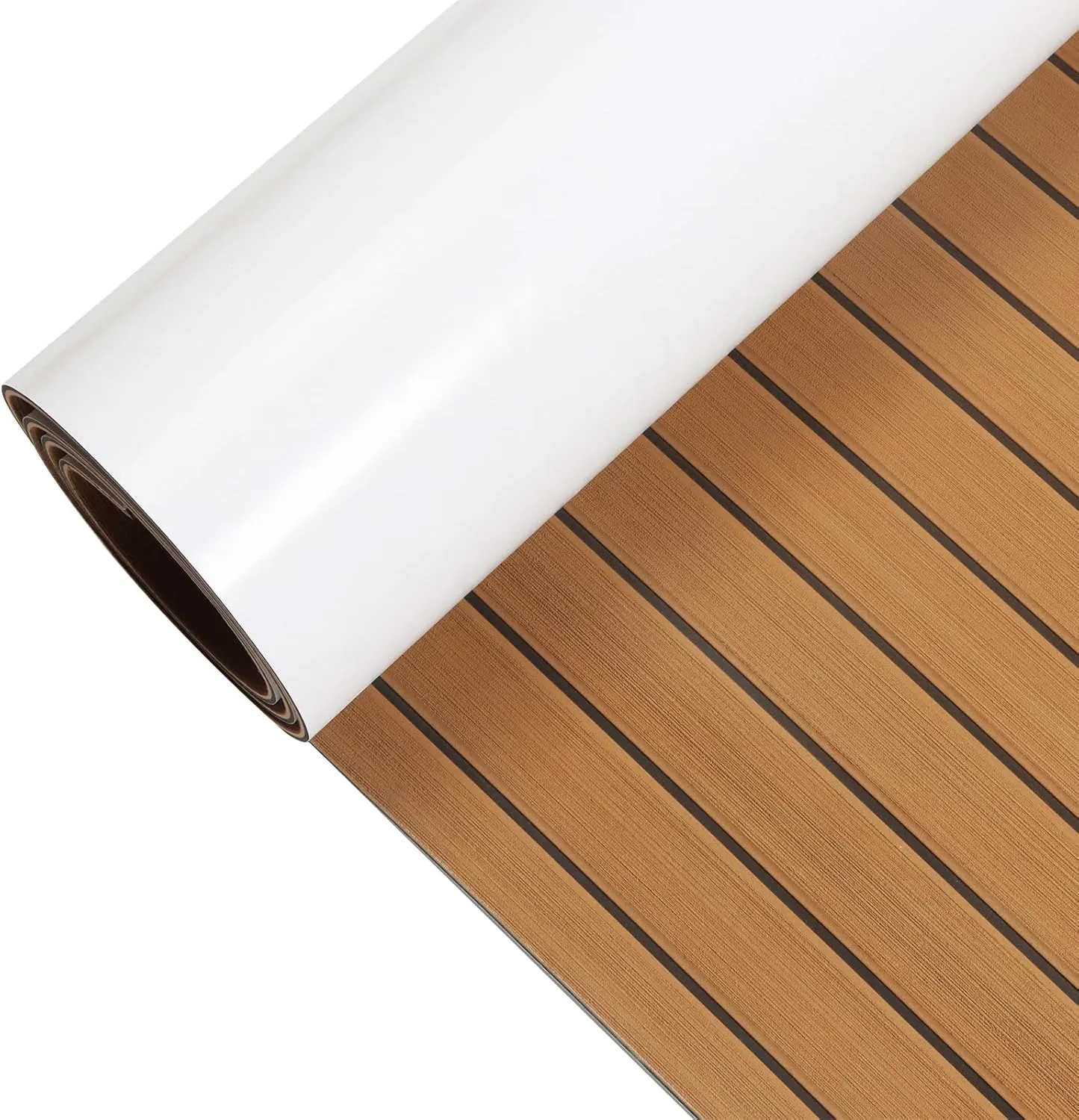 Boat Flooring EVA Foam Decking Teak Sheet - Non-Slip Marine Mat for Yacht, Motorboat, RV, Kayak and Swimming Pool - Self-Adhesive Floor Material - 44" × 94"