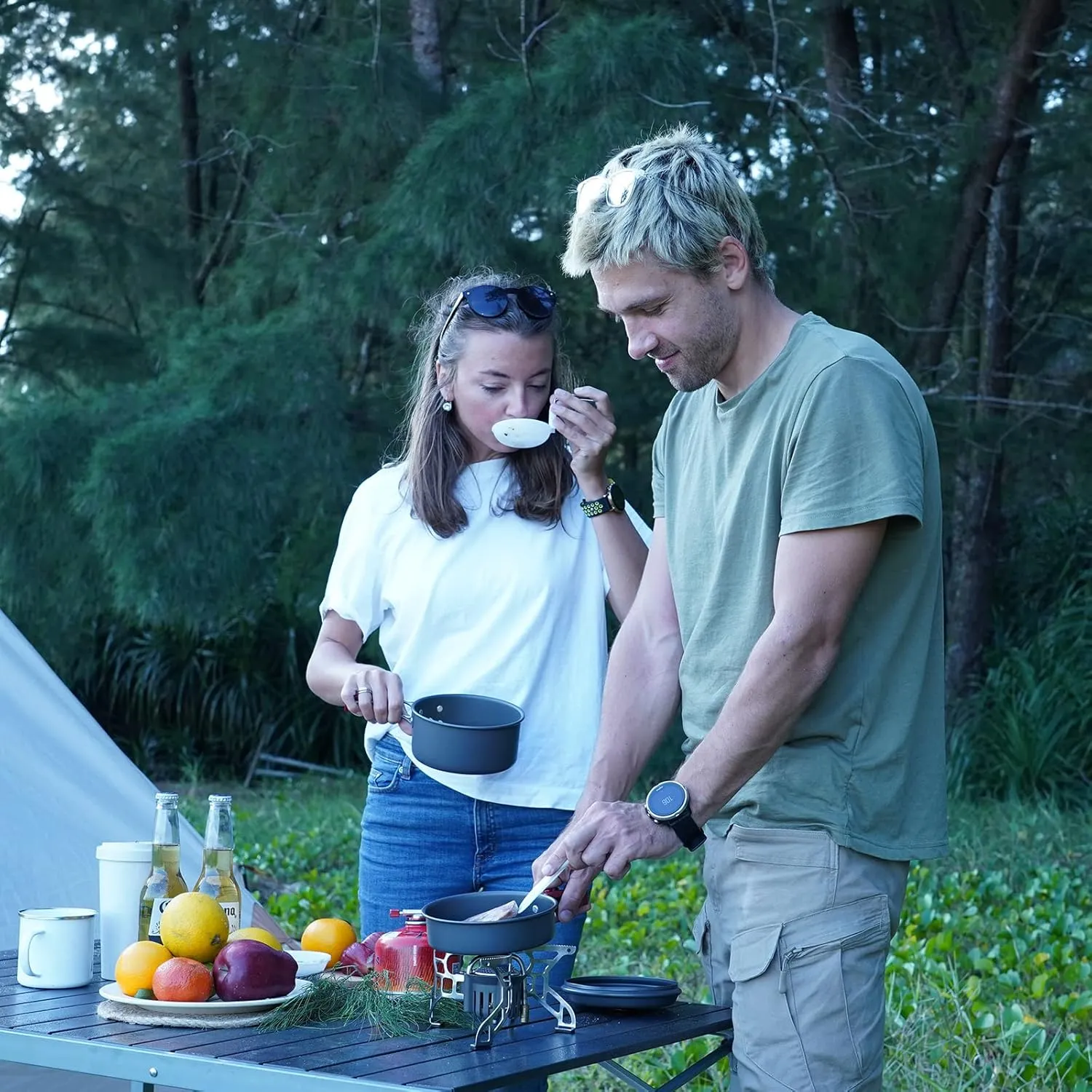 Bulin 24/13/11/8PCS Camping Cookware pots and Pans Backpacking Cooking Set Lightweight Cookware Mess kit Outdoor Cook Gear for Family Hiking Picnic