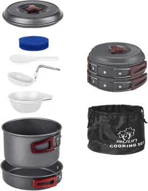 Bulin 24/13/11/8PCS Camping Cookware pots and Pans Backpacking Cooking Set Lightweight Cookware Mess kit Outdoor Cook Gear for Family Hiking Picnic