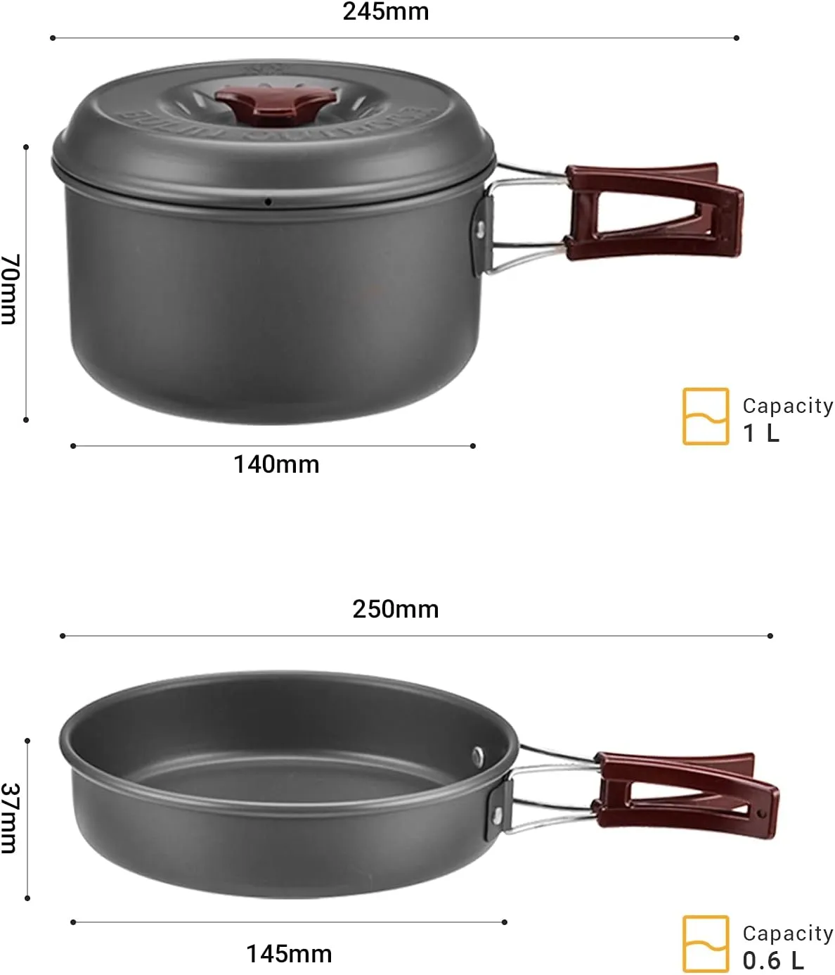 Bulin 24/13/11/8PCS Camping Cookware pots and Pans Backpacking Cooking Set Lightweight Cookware Mess kit Outdoor Cook Gear for Family Hiking Picnic