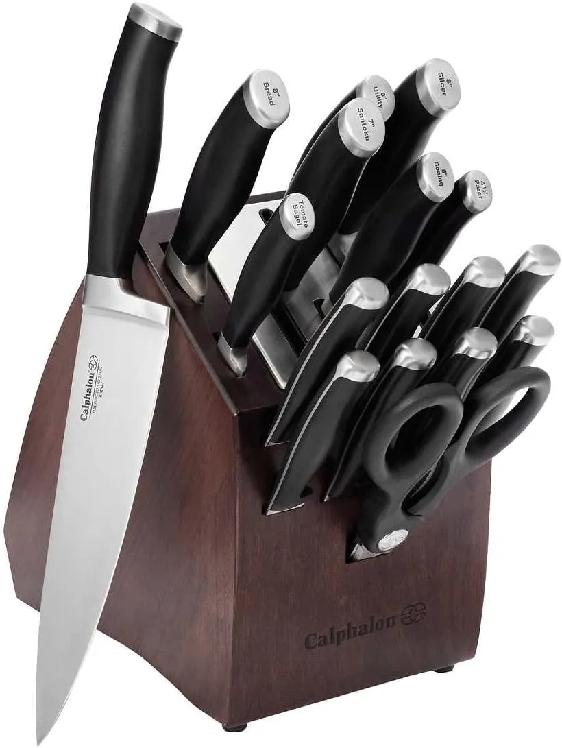 Calphalon Contemporary SharpIN Self-Sharpening Knife Set, 18 CT, Steel