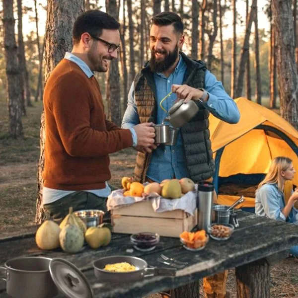 CampGrub™ 12-Piece Outdoor Cookware Set – Pot, Pan, Kettle & Utensils Kit