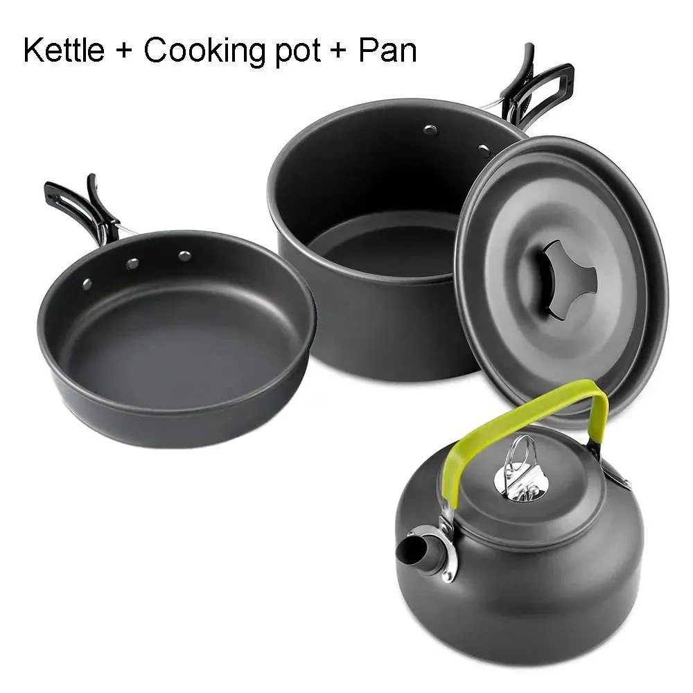 Camping Cooking Set - Outdoor Aluminum Lightweight Cookware Kit for Traveling, Trekking, and Hiking