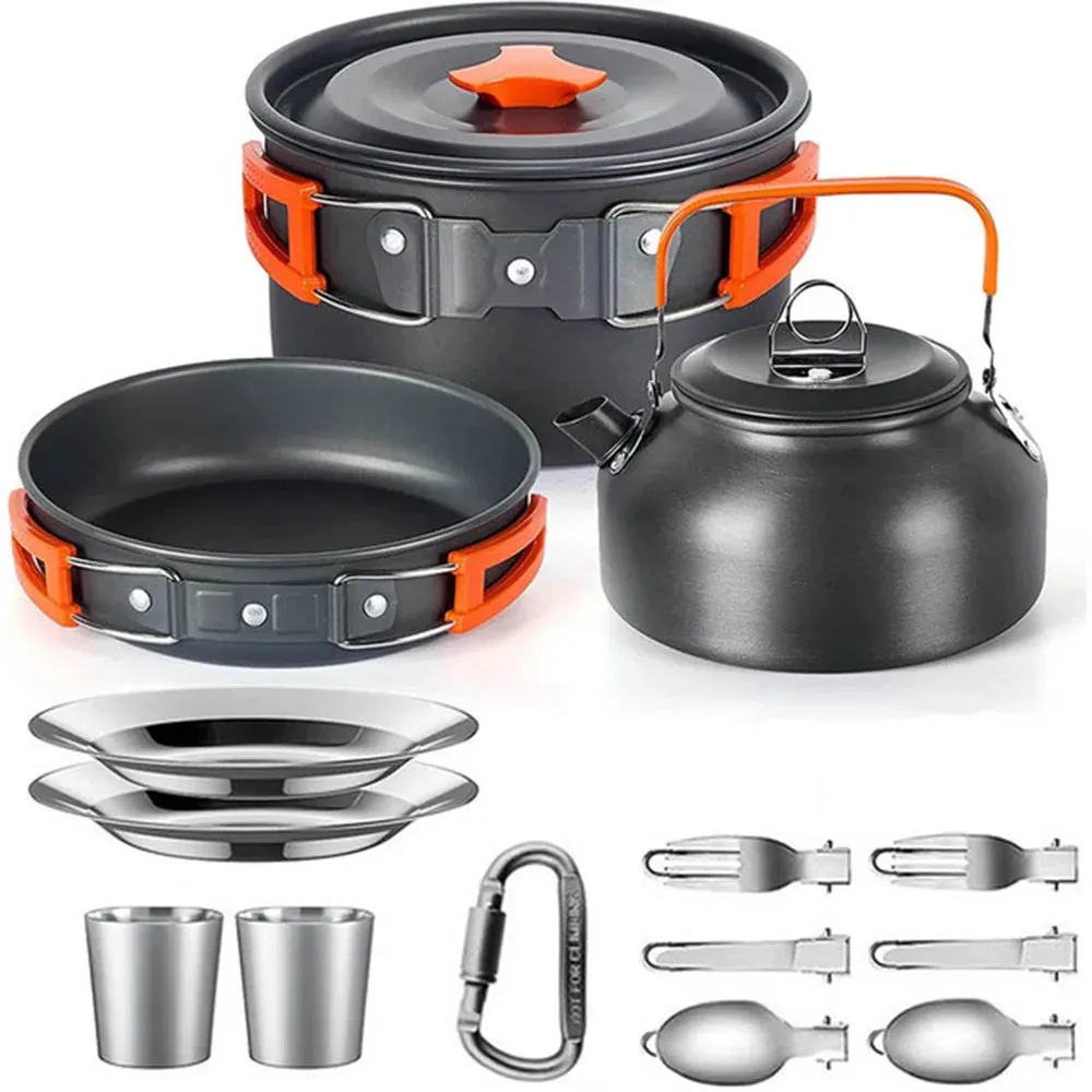 Camping Cooking Set - Outdoor Aluminum Lightweight Cookware Kit for Traveling, Trekking, and Hiking