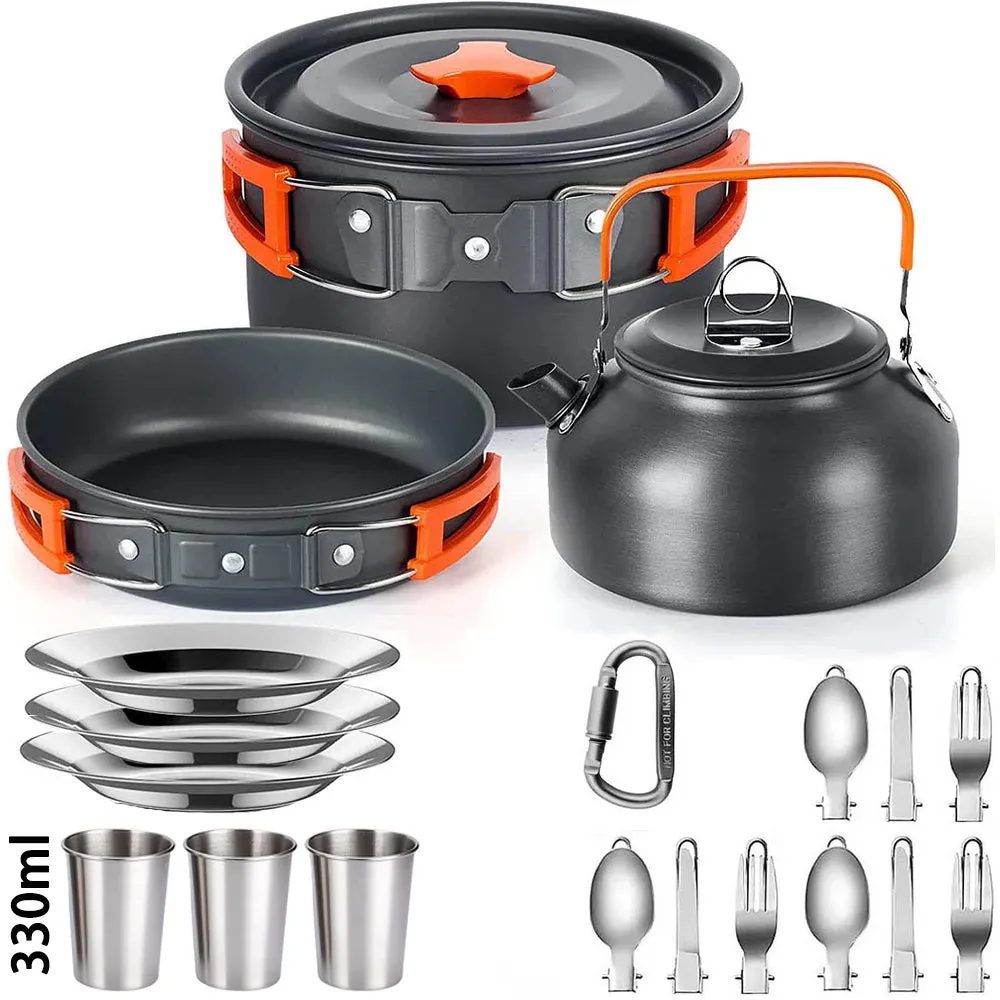 Camping Cooking Set - Outdoor Aluminum Lightweight Cookware Kit for Traveling, Trekking, and Hiking