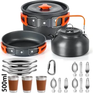 Camping Cooking Set - Outdoor Aluminum Lightweight Cookware Kit for Traveling, Trekking, and Hiking