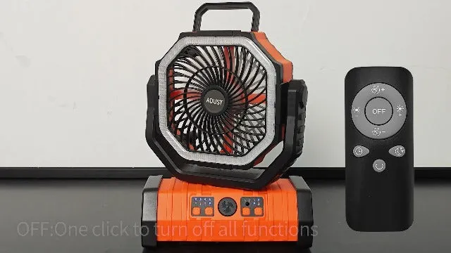 Camping Fan Battery Operated Powered Fan w/ LED Lantern Light 20000mAh