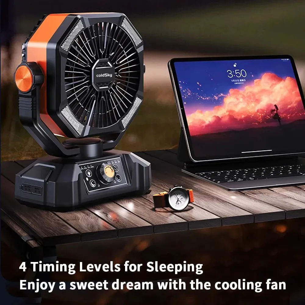 Camping Fan with 4 LED Lantern 8 Speeds
