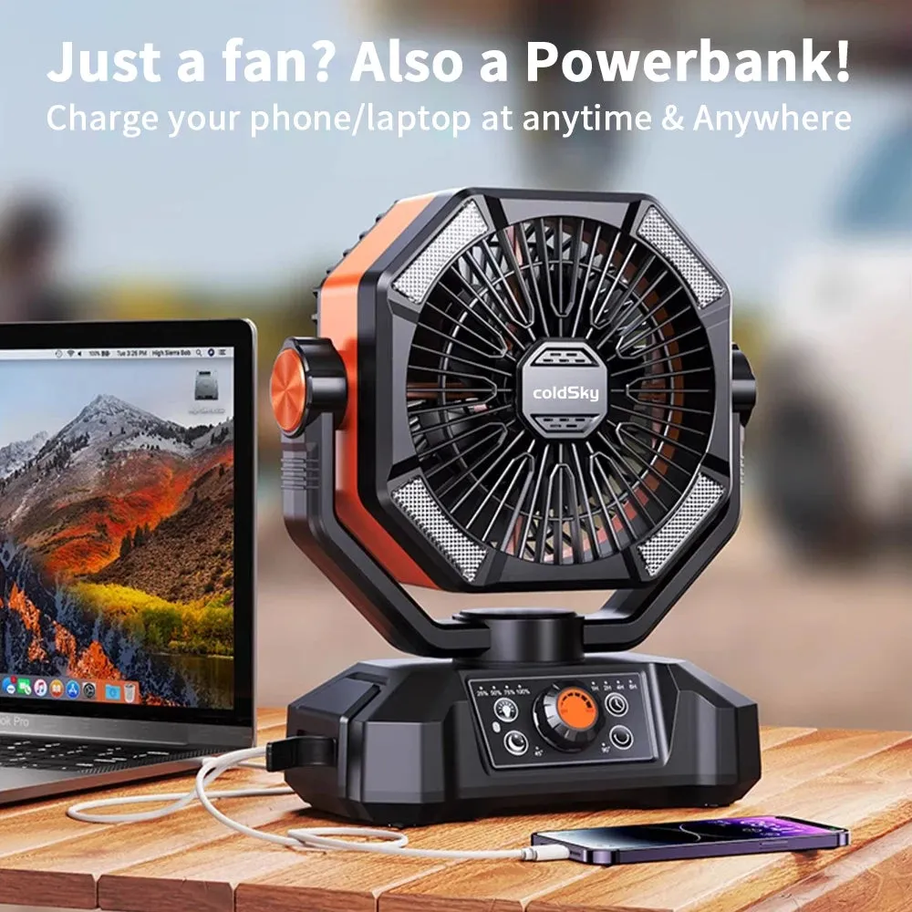 Camping Fan with 4 LED Lantern 8 Speeds
