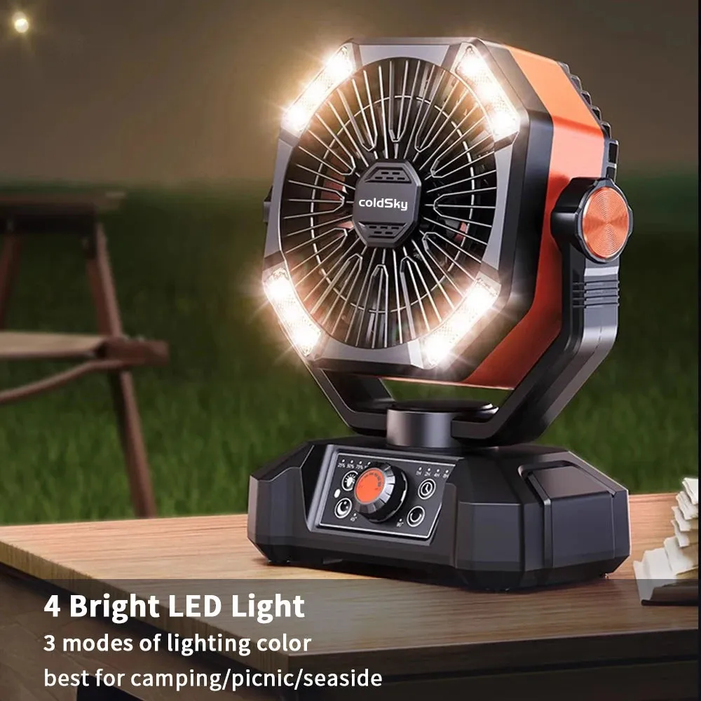 Camping Fan with 4 LED Lantern 8 Speeds