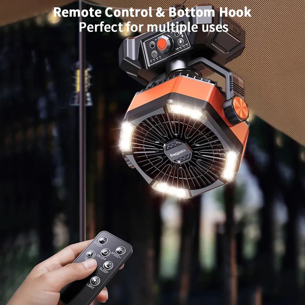 Camping Fan with 4 LED Lantern 8 Speeds