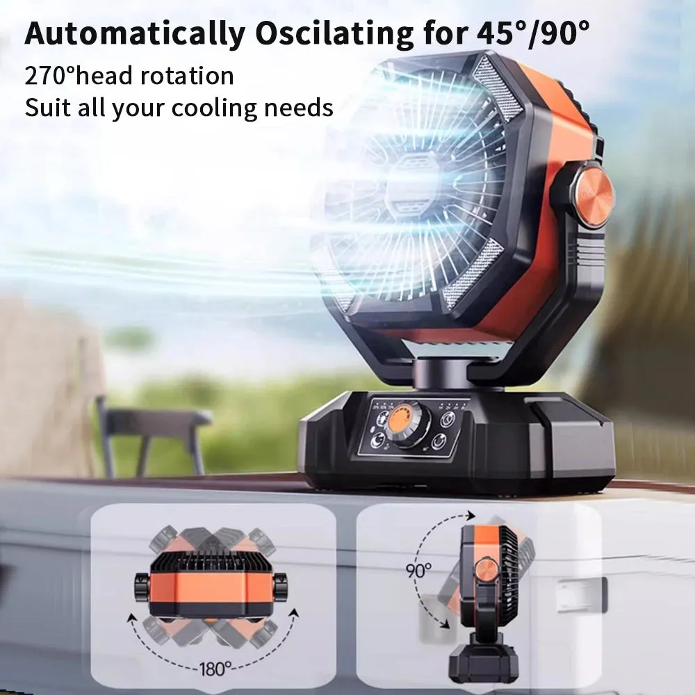 Camping Fan with 4 LED Lantern 8 Speeds