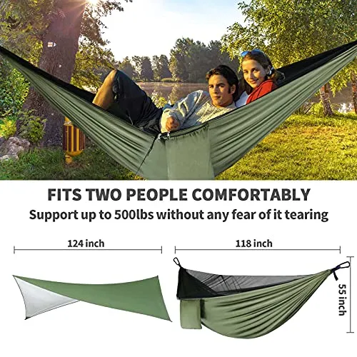 Camping Hammock-Hammocks w/ Mosquito Net Tent & Rain Fly Tarp