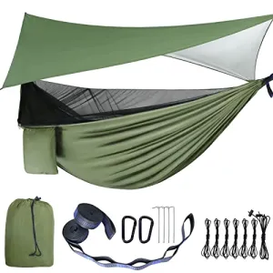 Camping Hammock-Hammocks w/ Mosquito Net Tent & Rain Fly Tarp