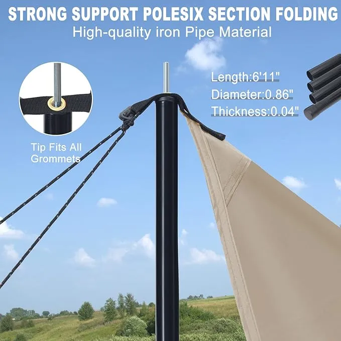 Camping Tarp, 14 X 12FT Tarp with 2 Poles, Waterproof & Lightweight Tent Tarp Car Awning, UV UPF50  Rain Fly Sun Shelter Can Used with Hammock in Outdoor, Garden and Backpacking